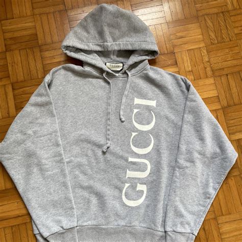 felpa gucci senza cappuccio|Felpa con cappuccio stampata in pile di misto lana e jersey .